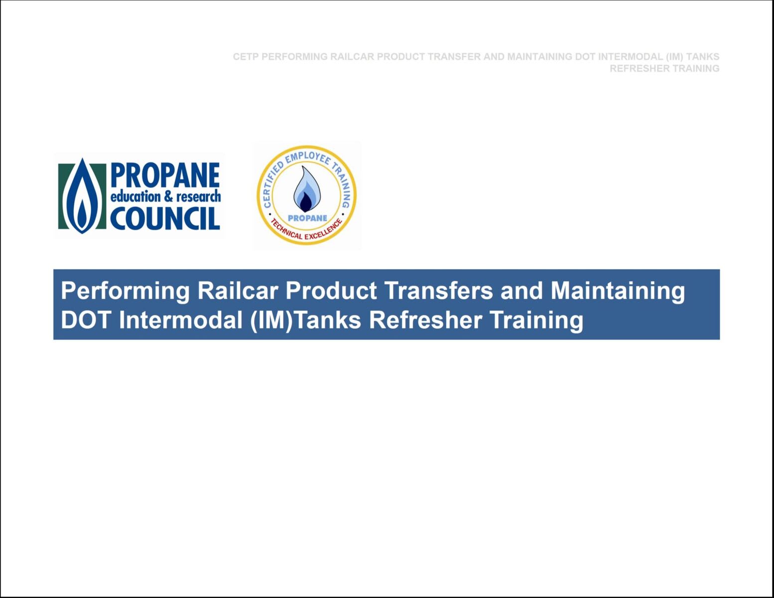 CETP 3.6 & 3.7 Performing Railcar Product Transfers and Maintaining DOT ...