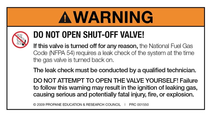 Metered System Shut-Off Valve Label | PERC