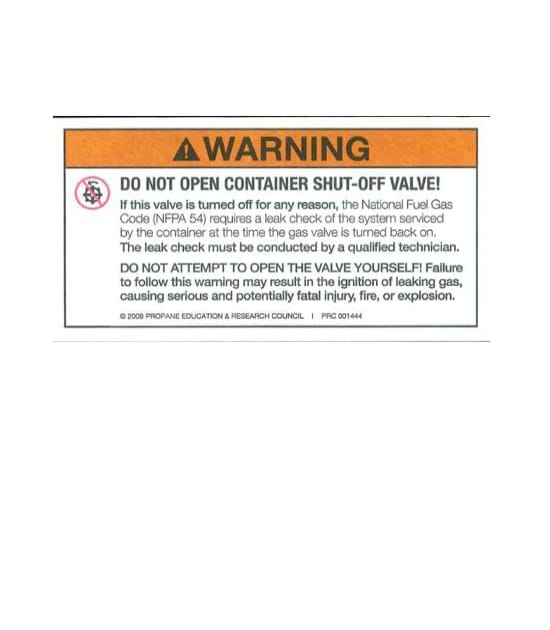 Container Shut-off Valve Warning Label | PERC